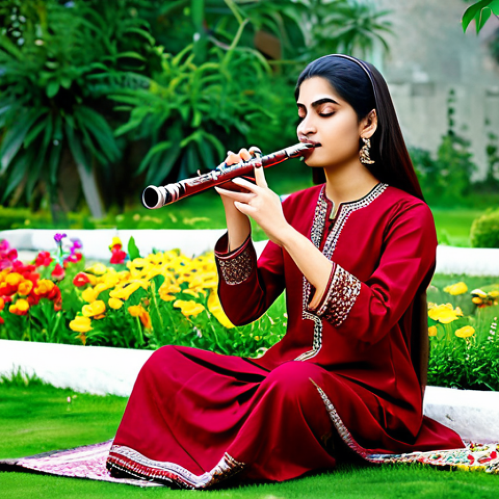 **
A fully clothed musician, in traditional Pakistani attire, skillfully playing the flute in a peaceful garden. The background includes vibrant flowers and lush greenery. Safe for work, appropriate content, modest clothing, perfect anatomy, natural proportions, professional photography, family-friendly.
**
