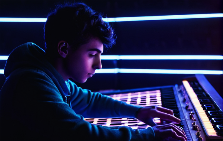 신디사이저 초보자 입문 - **Image Prompt 1: The Alchemist of Sound**
A captivating, medium shot of an individual, gender-n...