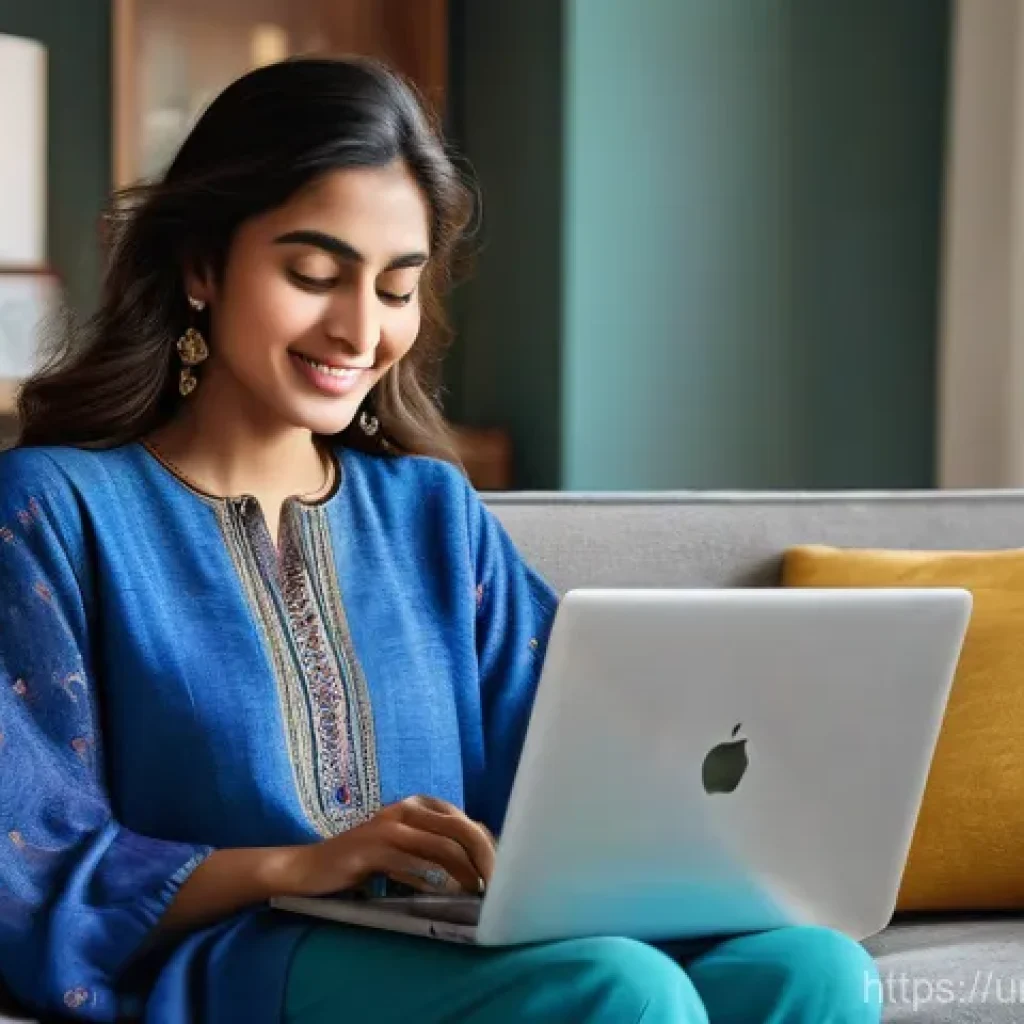 기타 해외 직구 팁 - **Prompt:** A vibrant and inviting scene of a young Pakistani woman, in her late twenties, gracefull...