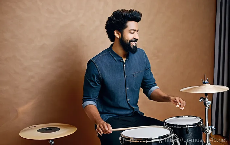 드럼 연습 패드 추천 - **Prompt Title: Serene Apartment Drumming**
    "A young female drummer, approximately 20 years old,...