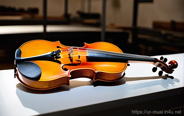 바이올린 명품 브랜드 - **Prompt:** A close-up, high-definition photograph of an antique Italian violin, reminiscent of a St...