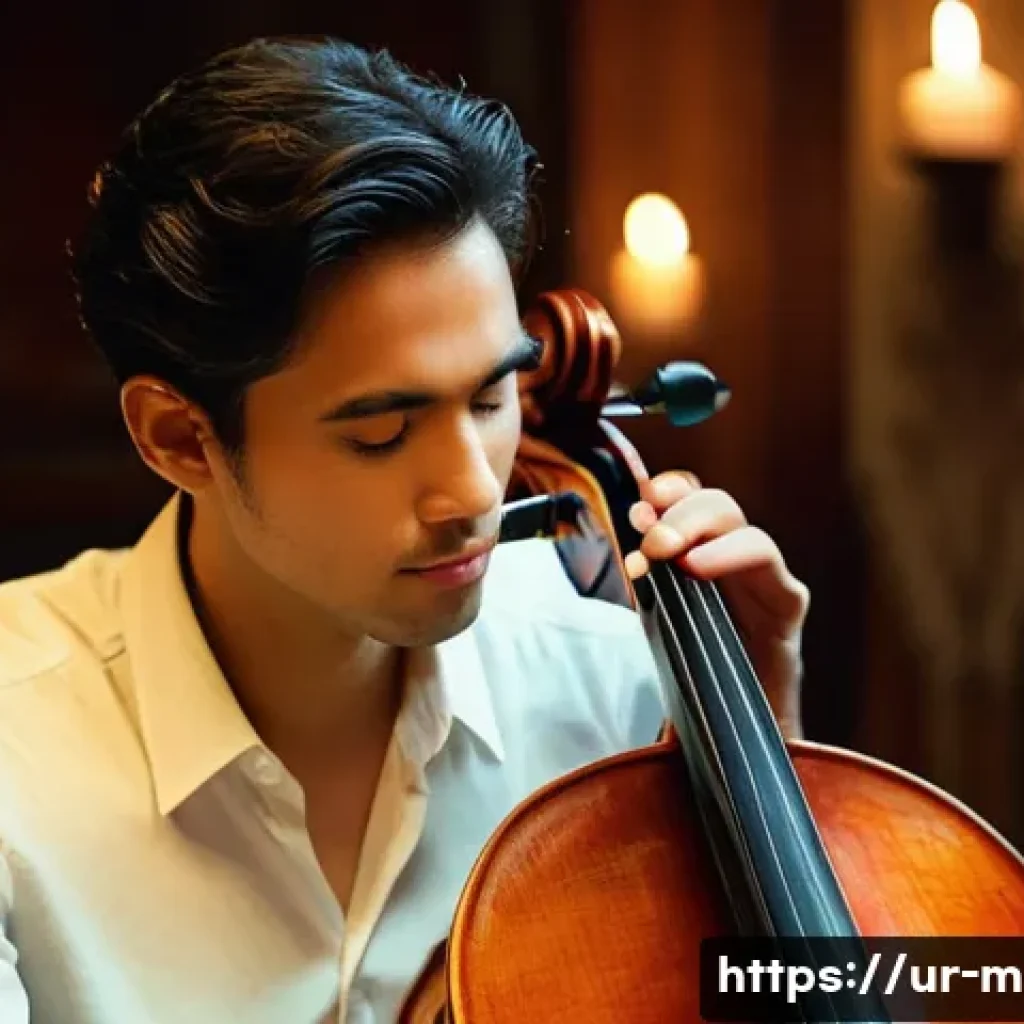 첼로 연주 관련 영상 추천 - **Prompt:** "A highly skilled cello musician, fully absorbed in a soulful live performance in an int...